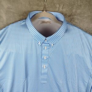 NWOT Collars and Co. Dress Polo Shirt Mens 3XL Blue Gingham Check Office Wicking